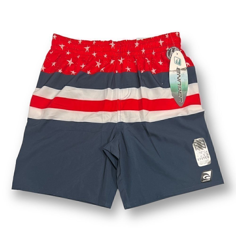 Laguna Mens Patriotic Swim Trunks Size Small NWT